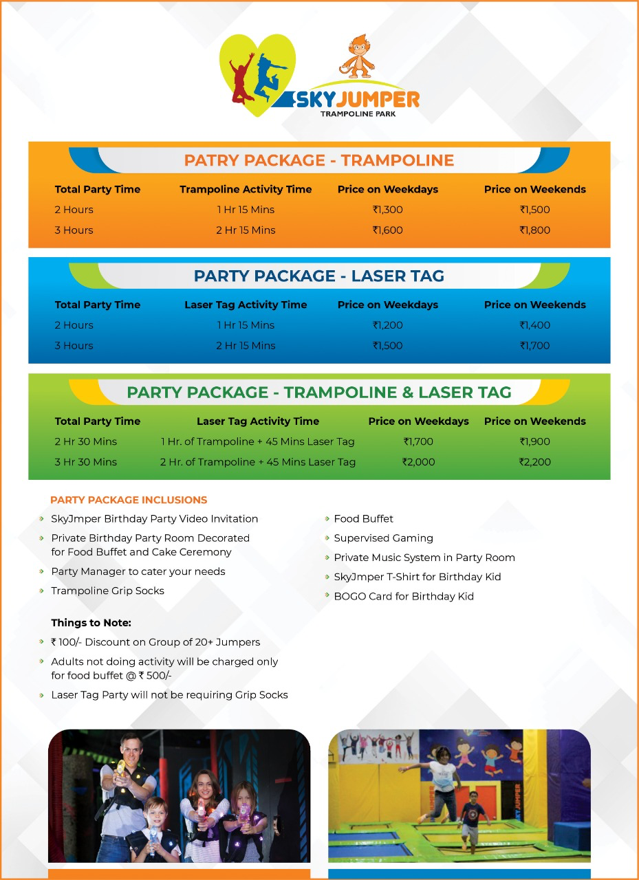 Trampoline Park Birthday Party prices